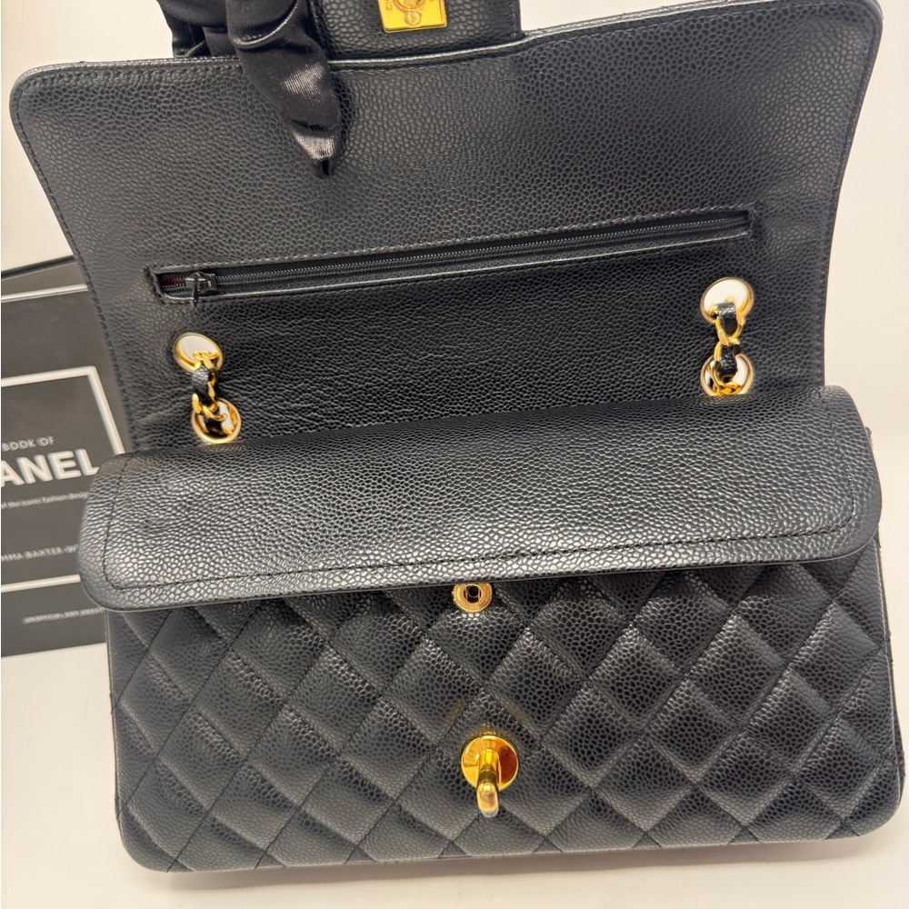 💎💯Authentic CHANEL Classic Black Medium Caviar Double Flap Bag💎 - Picture 11 of 13